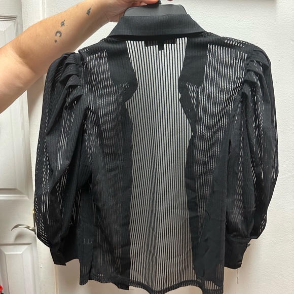 Sheer Striped Button Up - Picture 2 of 3